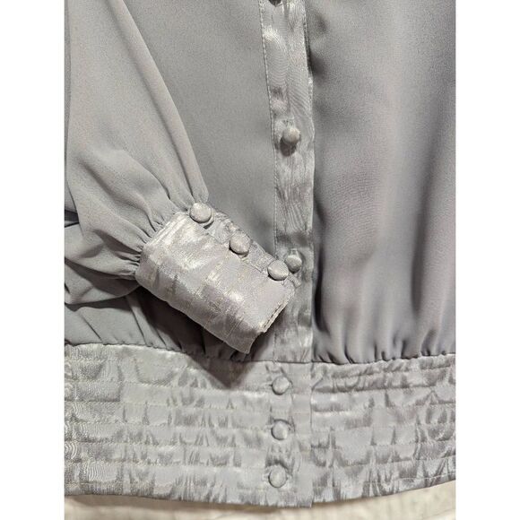 Richard Warren Vintage 80's Women's Gray Long-Sleeve Blouse & Midi Skirt Set Siz - Picture 5 of 6